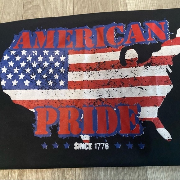 NWT American Legends Men’s Tee XL Black with American Flag Graphics - Picture 2 of 5